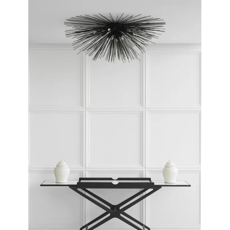 Strada Burst Silver Leaf 28" Flush Mount Ceiling Light
