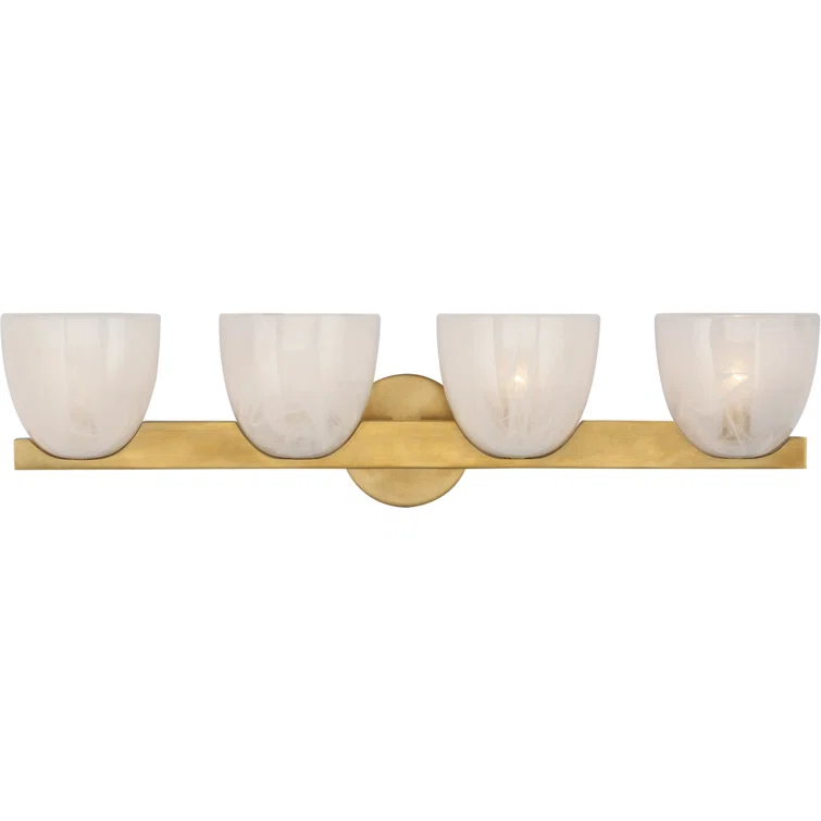 Carola Mid-Century Modern 4-Light Antique Brass Outdoor Vanity Sconce