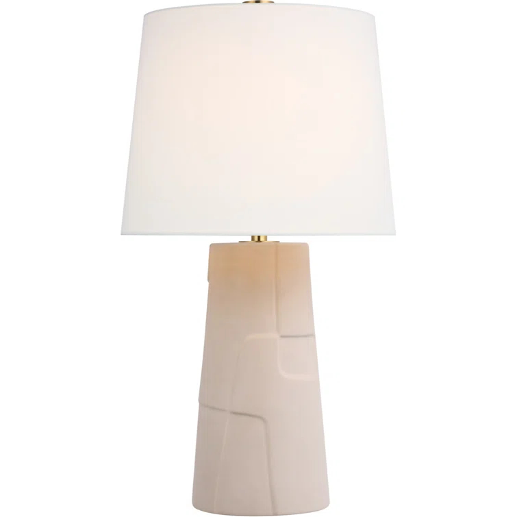 Braque Medium Blush Ceramic LED Table Lamp with Linen Shade