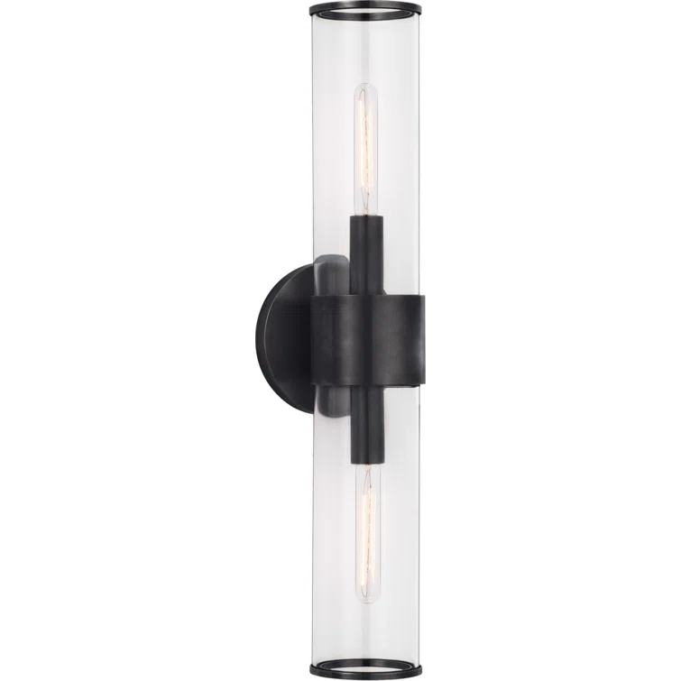 Liaison Modern Black and Bronze Glass 22" Dimmable Wall Sconce