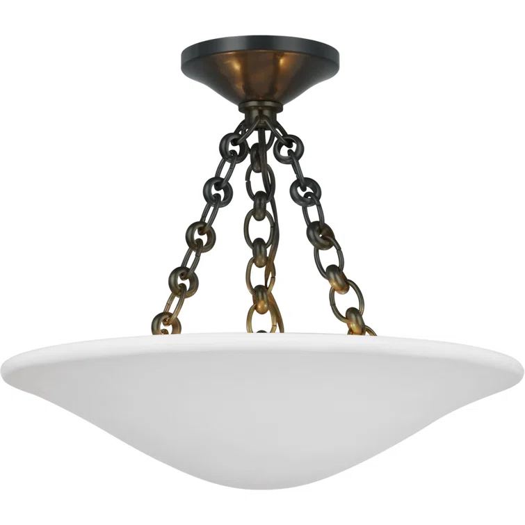 Plaster White and Bronze 16" Semi Flush Mount Light