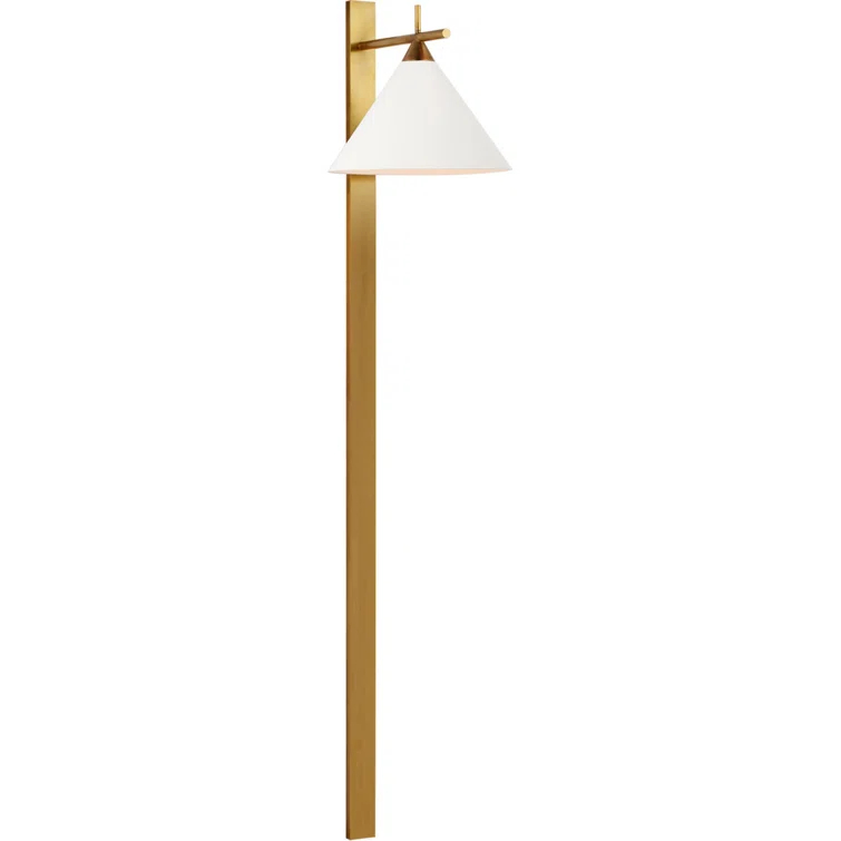 Cleo Tall Linear Black and Brass LED Sconce with Matte White Shade