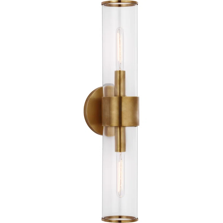 Liaison Modern 22" Brass-Bronze Dual Light Wall Sconce