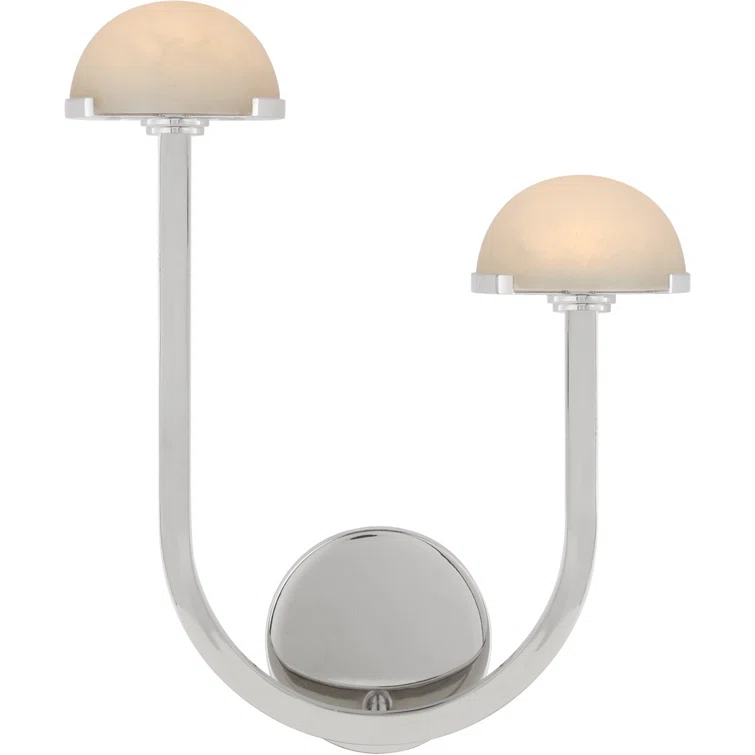 Pedra 15'' Polished Nickel Dimmable LED Wall Sconce with Alabaster Dome