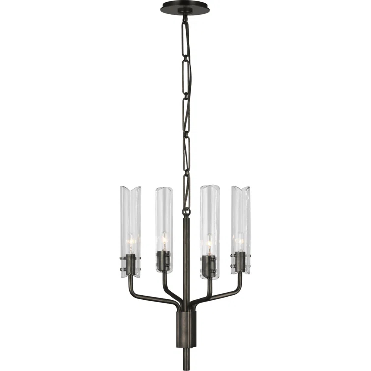 Elegant Petite Bronze Crystal Candle Chandelier 20.5"