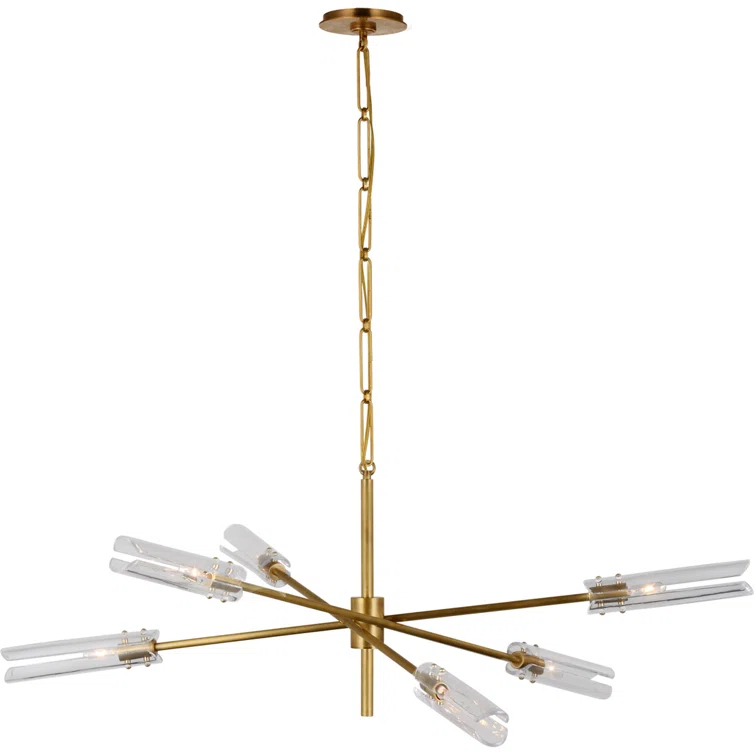 Casoria Antique Brass 6-Light Crystal Chandelier, 15"x45.75"