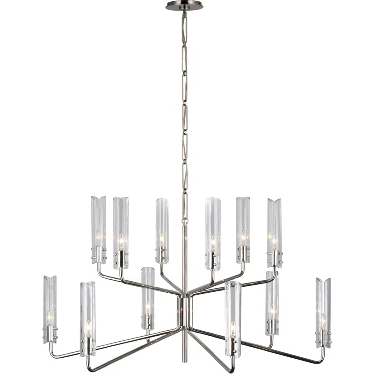 Casoria Polished Nickel 12-Light Two-Tier Chandelier