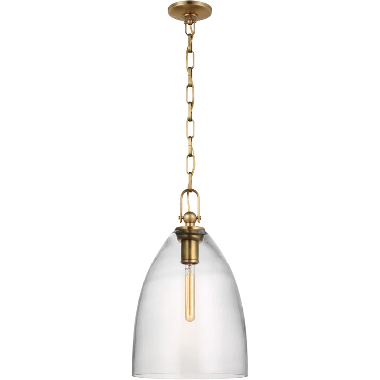 Andros Tulip-Shaped Glass Pendant Light in Polished Nickel