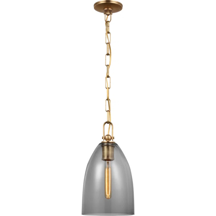Andros Polished Nickel 15'' Tulip-Shaped Glass Pendant Light