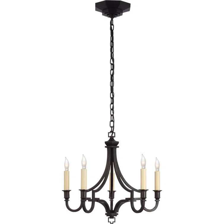 Mykonos Vintage Aged Iron 5-Light Candelabra Chandelier