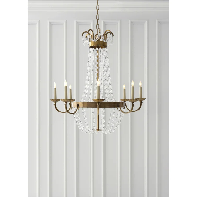 Antique-Burnished Brass Paris Flea Market Crystal Chandelier