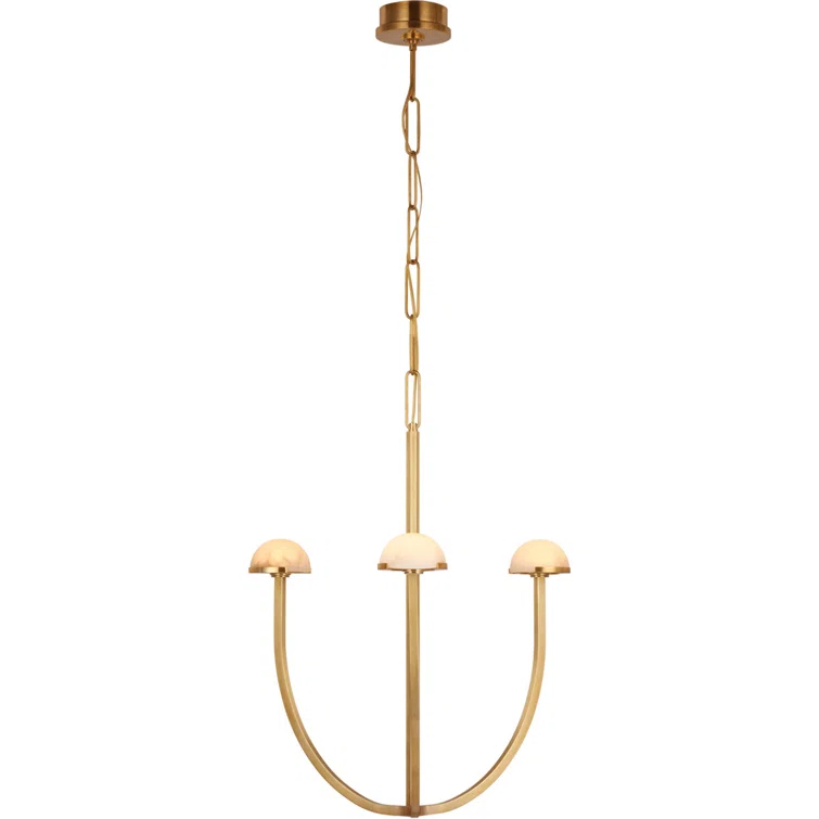 Antique Brass and Alabaster Medium Chandelier with LED Light