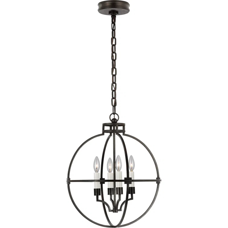 Lexie 18" Aged Iron Globe LED Crystal Pendant Light