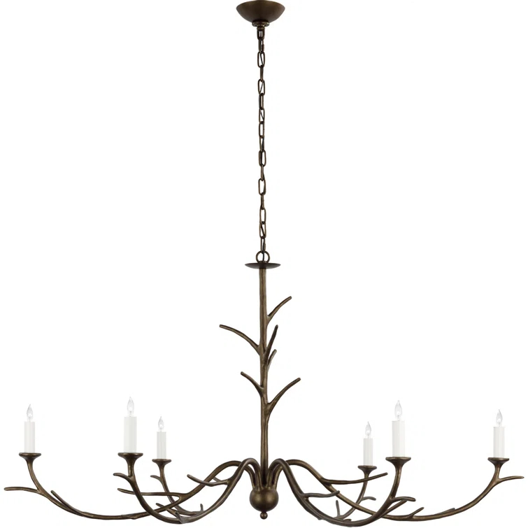 Iberia Antique Bronze Leaf Crystal 30" Plug-in Chandelier