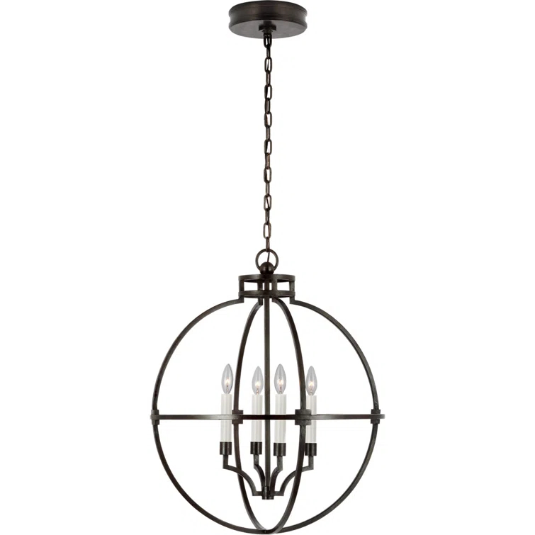 Aged Iron Globe LED Crystal Chandelier