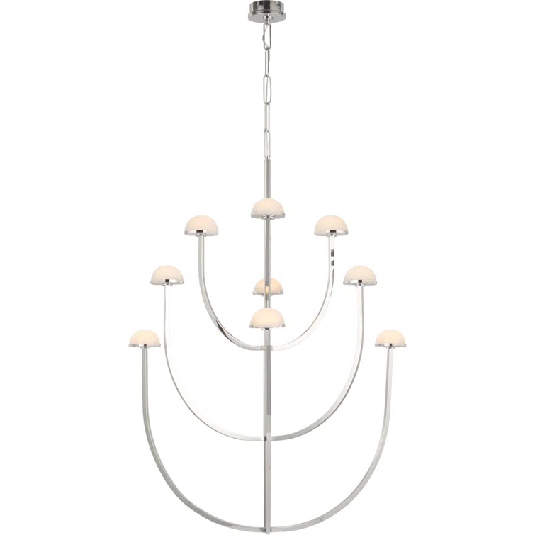 Pedra Polished Nickel 52" LED Chandelier with Alabaster Accents