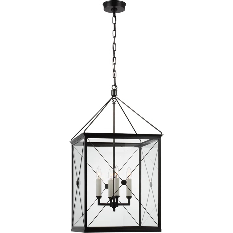 Rossi 33.5'' Bronze and Polished Nickel LED Pendant Light with Glass Accents