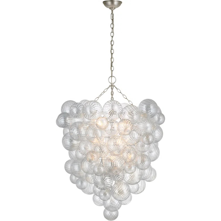 Talia Grande Burnished Silver Leaf 12-Light Crystal Chandelier