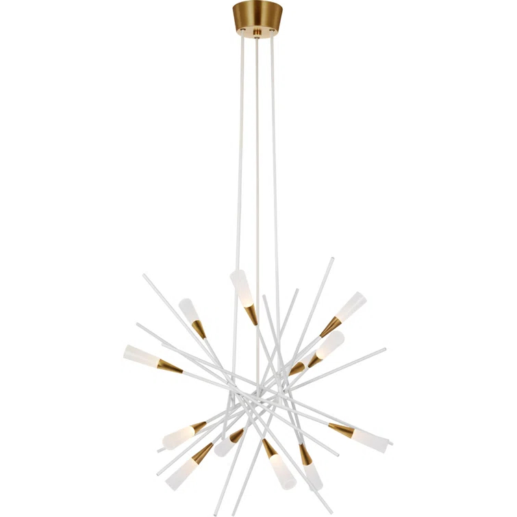 Stellar Matte White and Brass 12-Light LED Chandelier