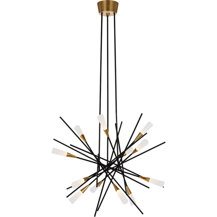 Stellar 12-Light Matte Black and Brass LED Chandelier