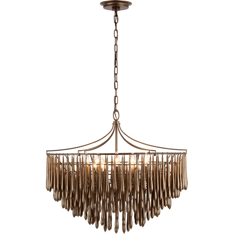 Antique Bronze Leaf Crystal Candle Chandelier