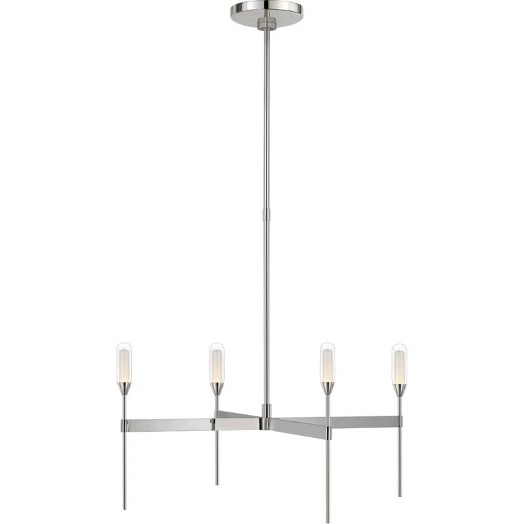 Polished Nickel Crystal 4-Light LED Chandelier