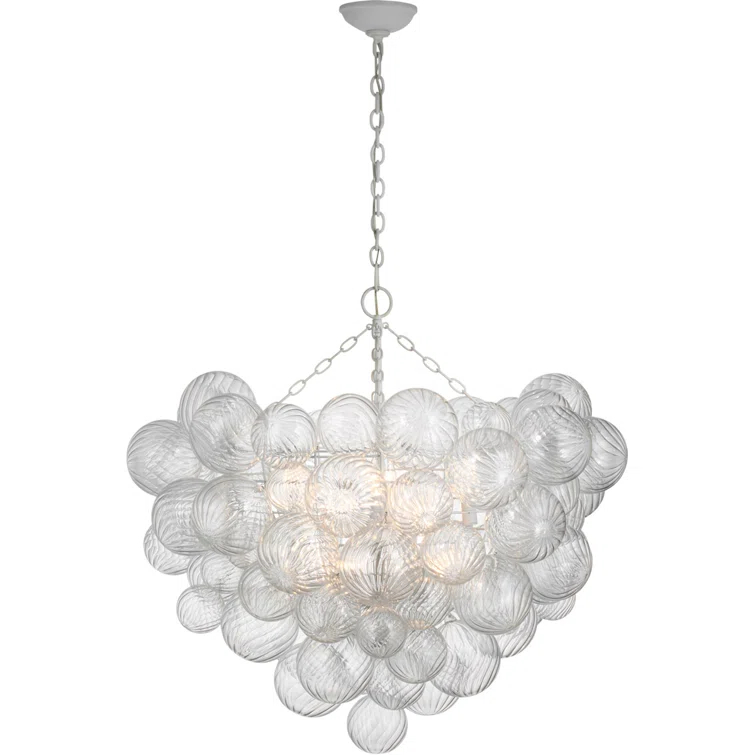 Talia Plaster White 12-Light Glass and Steel Chandelier