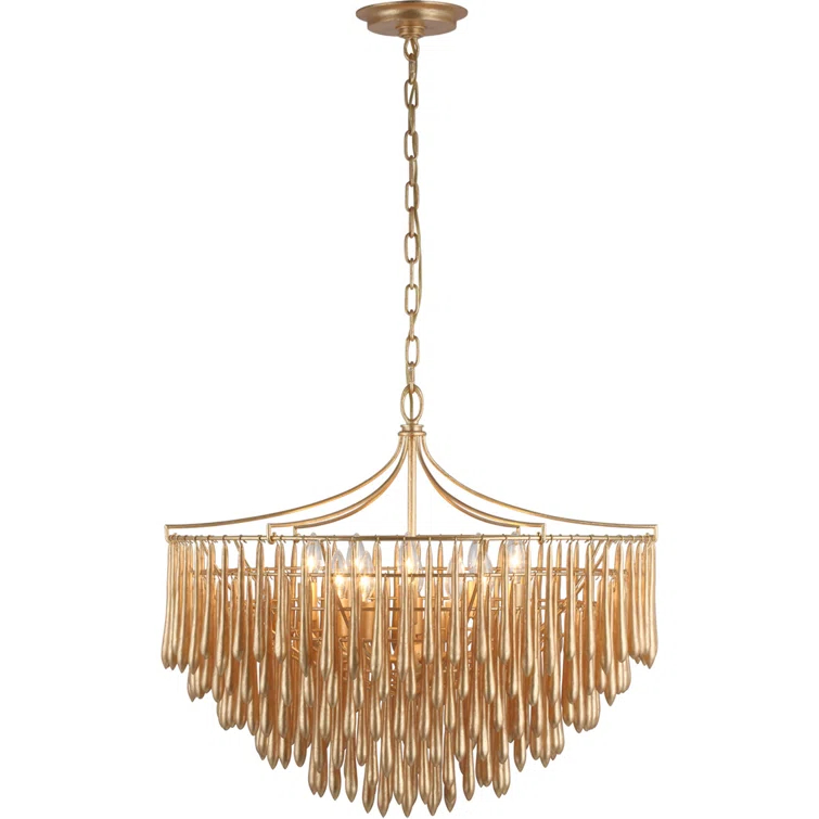 Antique Gold Leaf Crystal Candle Chandelier