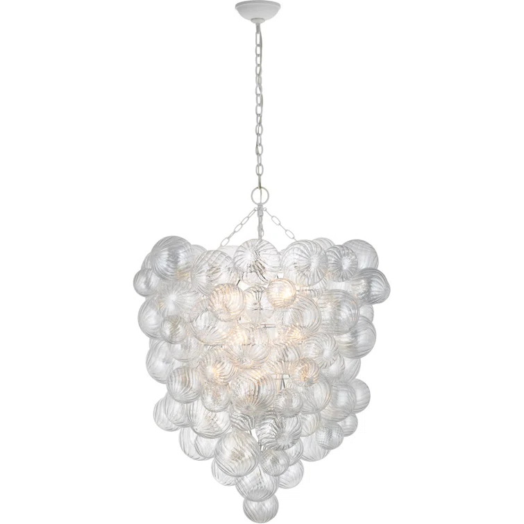Elegant Talia Grande 12-Light Crystal Chandelier, Plaster White
