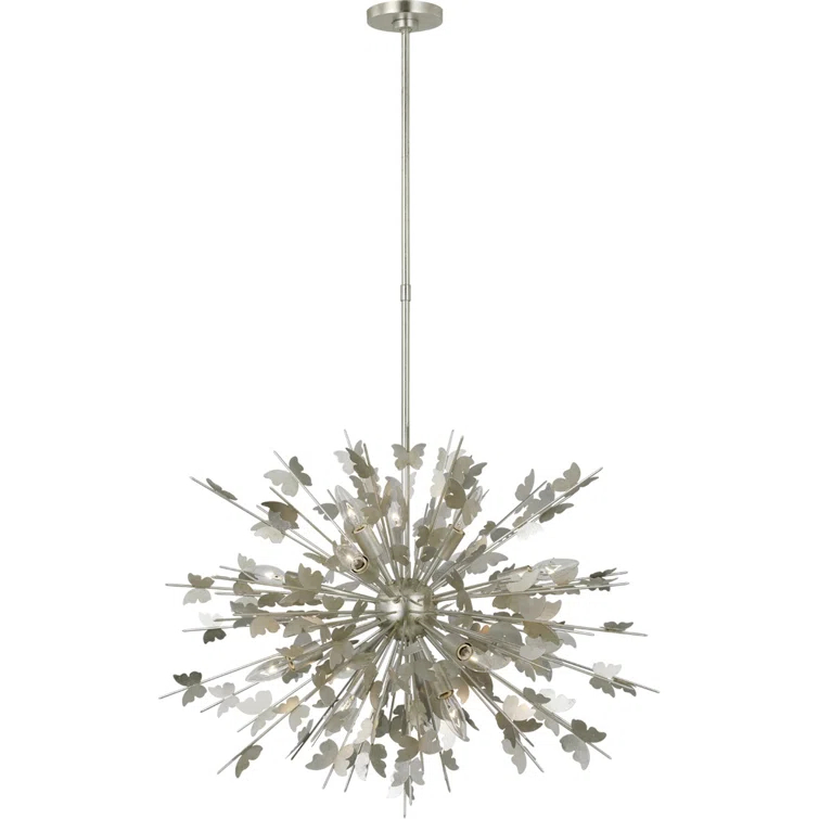 Farfalle 14-Light Burnished Silver Leaf Crystal Chandelier