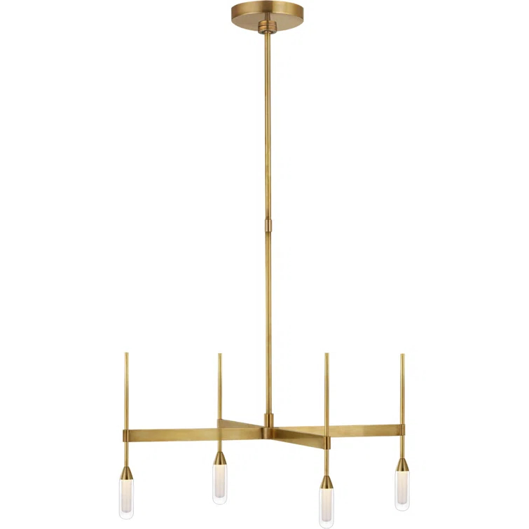 Overture Grande 4-Light LED Chandelier in Natural Brass and Crystal
