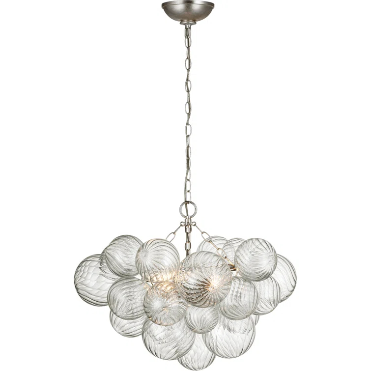 Talia 17.75'' Burnished Silver Leaf Clear Glass 3-Light Chandelier