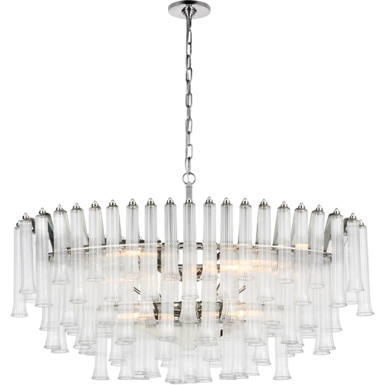 Lorelei Polished Nickel Crystal Candle Chandelier