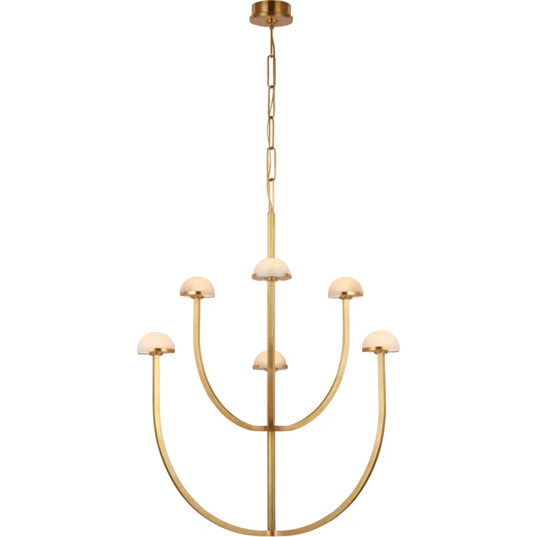 Pedra Antique Brass and Alabaster 6-Light LED Chandelier