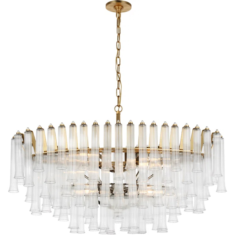 Gilded Nickel Crystal Candle 6-Light Chandelier