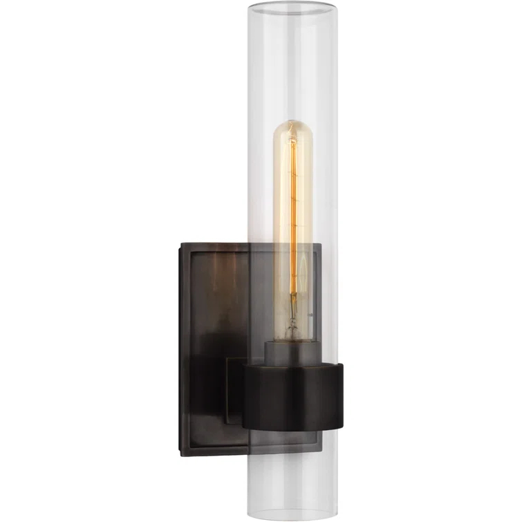Presidio 14-inch Bronze and Black Cylinder Outdoor Wall Sconce
