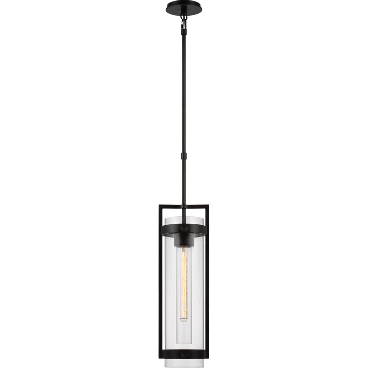 Kears Aged Iron Dual Glass Cylinder Indoor/Outdoor Pendant