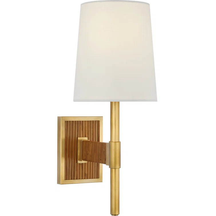 Elle 14.75'' Hand-Rubbed Antique Brass & Dark Rattan LED Wall Sconce
