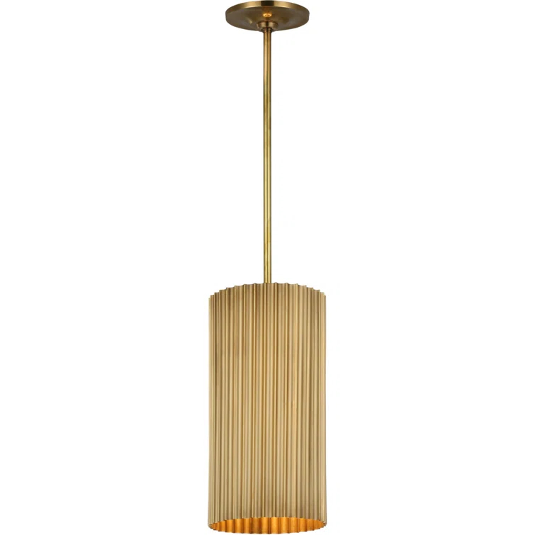Rivers Small Fluted Pendant in Soft Brass 14" x 7"