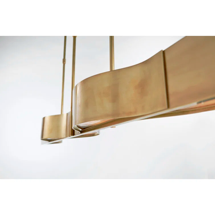 Avant 60'' Wave-Effect Antique-Burnished Brass Linear Pendant