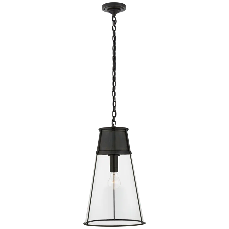 Contemporary Robinson Bronze & Clear Glass Large Pendant