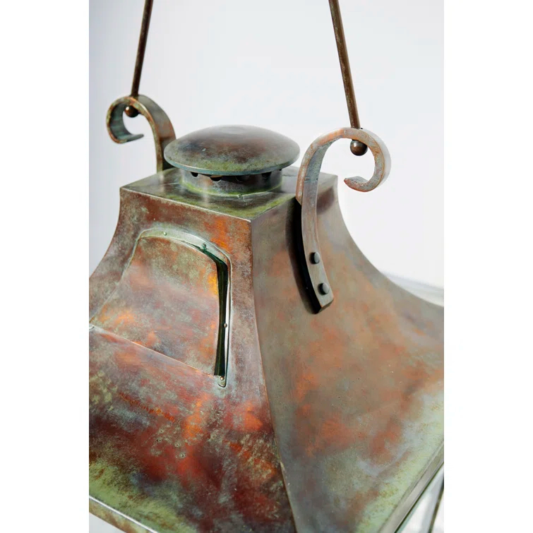 French Rust 4-Light Glass Outdoor Pendant