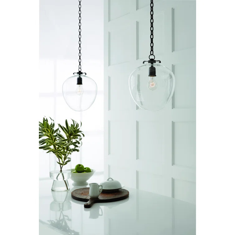 Elegant Acorn Globe Pendant Light in Polished Nickel