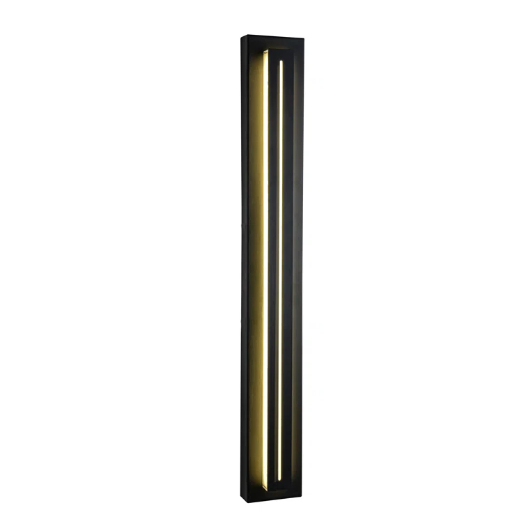 Bel Air Modern Black LED Outdoor Wall Sconce, 38in Dimmable