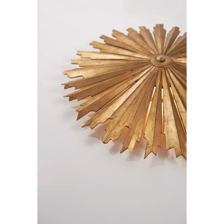 Sunburst Silver Leaf 27.5" LED Semi Flush Mount Light