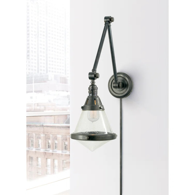 Gale Library 21.5" Black and Bronze Dimmable Wall Sconce