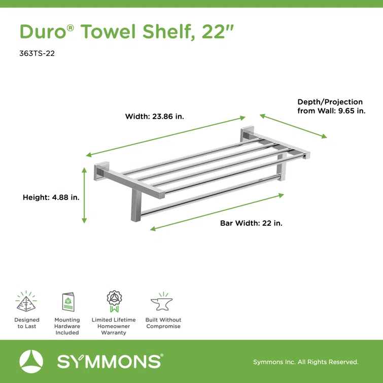 Duro 22 Inch Wall Mounted Towel Shelf