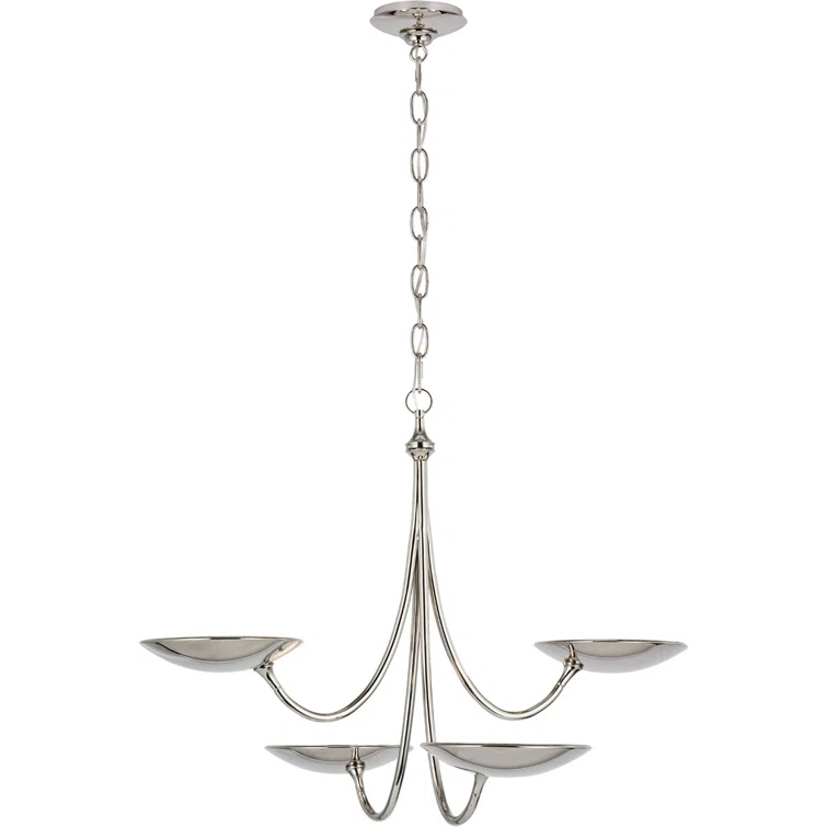 Keira Polished Nickel Medium Chandelier with Organic Lines