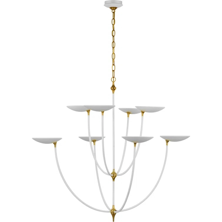 Keira Matte White and Brass 8-Light LED Chandelier