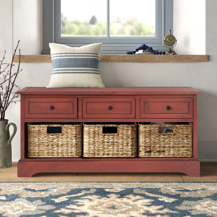 Adayla Solid Wood Drawers Storage Bench